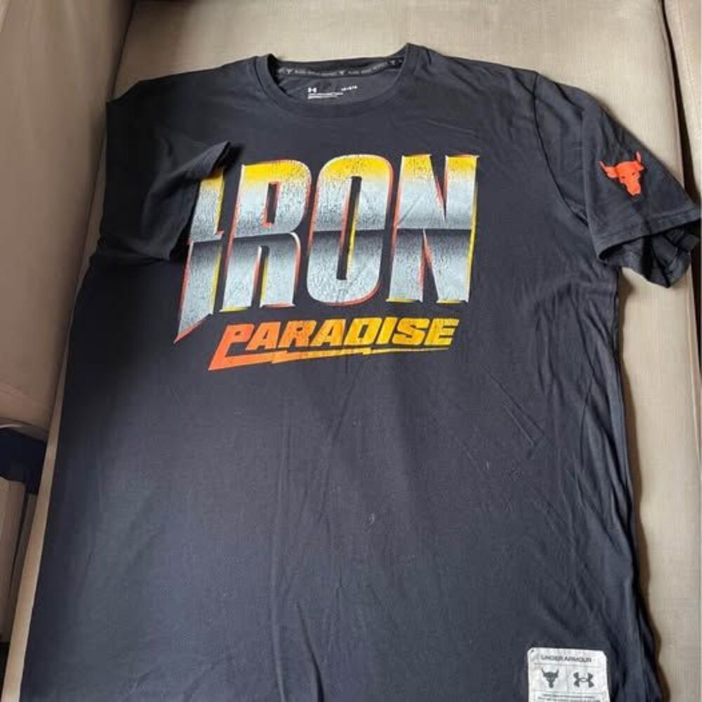 Under Armour Project Rock Iron Paradise Men’s Black Graphic T-Shirt Size L